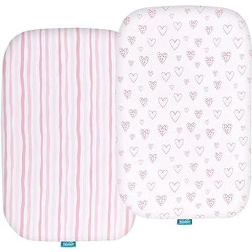 Bassinet Sheets Compatible with Baby Delight Beside Me Dreamer Bassinet, 2 Pack, Ultra Soft Bassinet Sheet for Baby, Pink Print