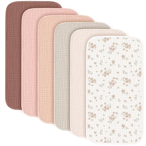 Konssy 6-Pack Muslin Baby Burp Cloths, Large 100% Cotton Burping Clothes, Soft & Absorbent for Newborns, Baby Boys and Girls