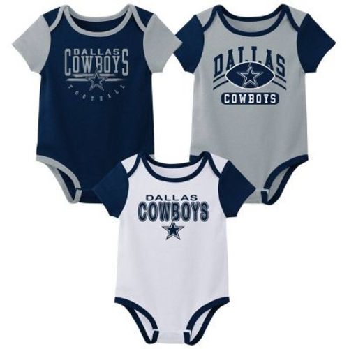 Nfl Dallas Cowboys Infant Boys' 3pk White Bodysuit - 3-6m