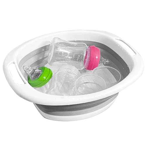 KEUYE Baby Bottle Wash Basin,Collapsible Baby Bottle Dishwasher Baskets,Baby Bottle Tub for Sink,Reusable Baby Bottle Sink Basket for Home and Travel