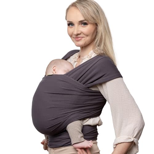 Boba Baby Wrap Carrier - Original Baby Carrier Wrap Sling for Newborns - Baby Wearing Essentials - Newborn Wrap Swaddle Holder, Newborn to Toddler Infant Sling (Serenity Charcoal)