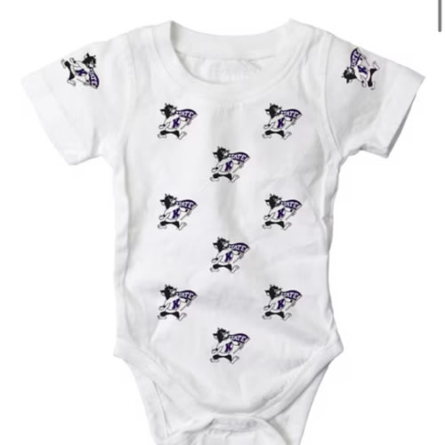 Wes and Willy K-State Wildcats Baby PURPLE All Over Print One Piece - 42150030