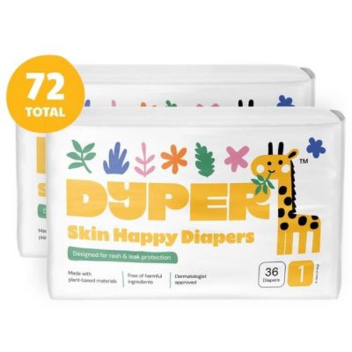 DYPER Skin Happy Diapers - Size 1 - 72 ct