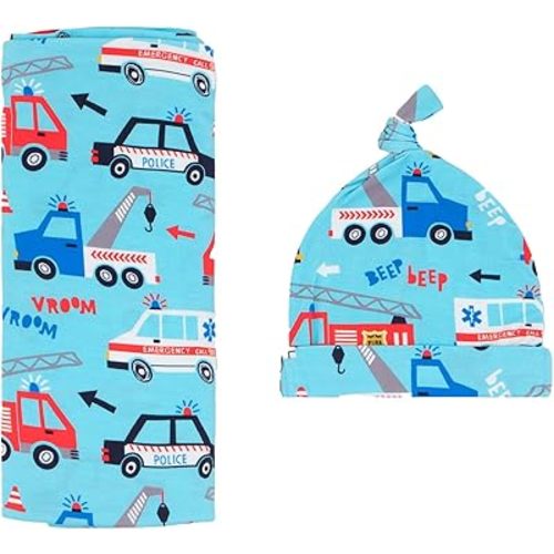 Little Sleepies Swaddle & Hat Set, Baby Swaddles Newborns, Soft Viscose from Bamboo Swaddle Blanket Wrap (to The Rescue)