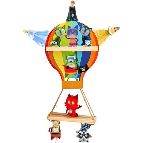 for Tonie Shelf Tonies Figures Storage,Magnetic Wooden Floating Shelves Compatible with Tonie Box Player Character for Children Room (hot air Balloon)