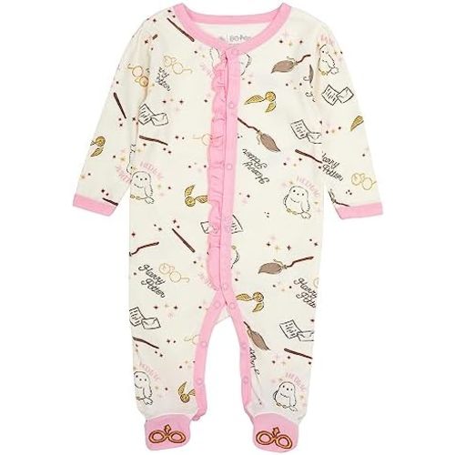 Harry Potter Baby Girls Long-Sleeve Plush Polar Fleece Bodysuit Pajamas - 3-6 months