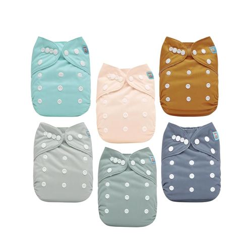ALVABABY Baby Cloth Diaper 6 Pack with 12 Inserts One Size Cloth Diaper Covers Adjustable Washable Reusable for Baby Girls and Boys