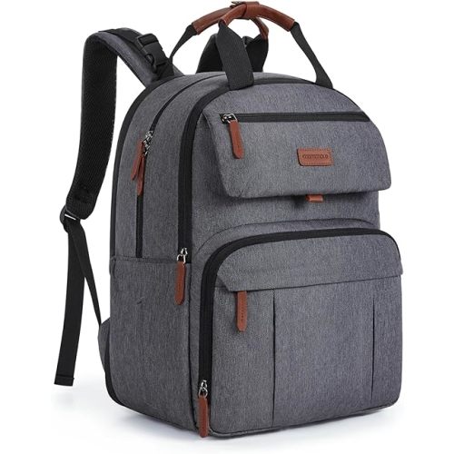 mommore Diaper Bag Backpack, Large Diaper Bag Expandable for 2 Kids/Twins, Durable Baby Bag with Changing Pad, Water Resistant Travel Diaper Backpack for Mom Dad