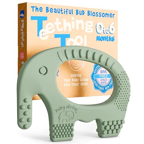 Teething Toys for Babies Age 0 to 6 Months - Baby Elefun 5X Pain Relief Smart Teether - Zero Developmental Delay Silicone Baby Teething Toy Ring - Cute Infant Shower Gift Chew Toy for Babies
