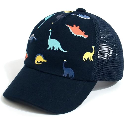 Duoyeree Toddler Baseball Cap Baby Cap Sun hat Print Dinosaur Pattern and Solid Color hat Kids boy Girl Age 0-8t - 0-12 Months - 1c-p-navy Dinos