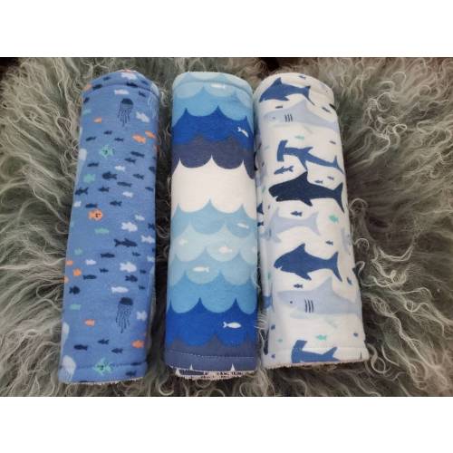 Shark Burp Cloth Set, Shark Baby Burp, Jellyfish Baby, Ocean Baby Burp, Sea Life Burp Cloths, Ocean Animals, Baby Shower Gift, Baby Boy Gift