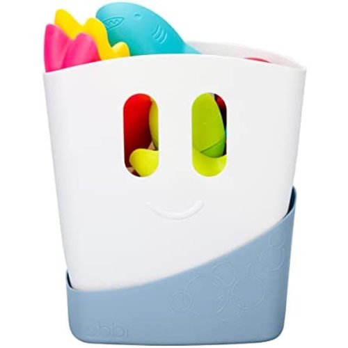 Ubbi Freestanding Bath Toy Organizer Bath Caddy with Removable Drying Rack Bin and Scoop for Toddlers + Baby, Cloudy Blue