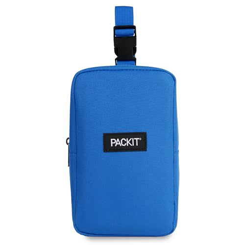 PackIt® Freezable Upright Snack Box, Azure Blue, Built with ECOFREEZE® Technology, Fully Freezable, Collapsible, Reusable, With Top Buckle Handle and Top Load Design, For Perishable Snacks On the Go