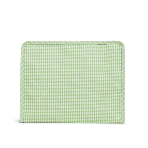 Large Roadie Zip Pouch, Gingham Leaf Green