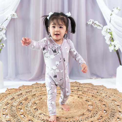 Zippered Romper in Cherry Blossom