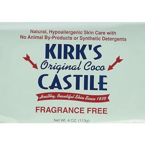 Kirk's Castile: Coco Castile Bar Soap, Fragrance Free 4 oz (2 pack)