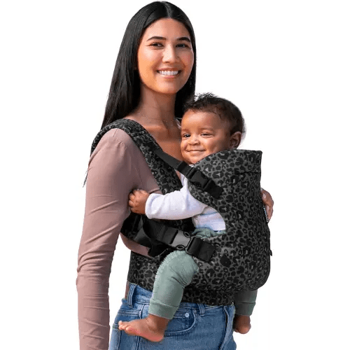 Infantino Flip 4-in-1 Convertible Baby Carrier, Adjustable, Ergonomic Babywearing, Registry Essential, Baby Carrier for Newborn to Toddler, Black & Gray Leopard