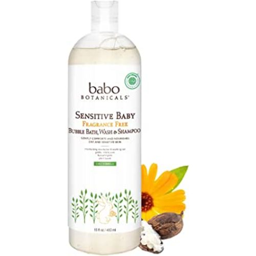 Babo Botanicals Sensitive Baby Fragrance-Free 2-in-1 Bubble Bath & Wash - Shea Butter, Calendula & Oat - Vegan - EWG Verified - For Babies & Kids
