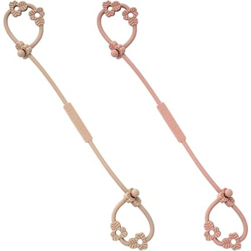 Toy Safety Straps, Silicone Pacifier Clips, Adjustable Stretchable Sippy Cup Straps for Strollers, High Chair, Cribs, Hanging Baskets, Car Seat, Shopping Trolley, 2 Pack (Muted+Apricot)