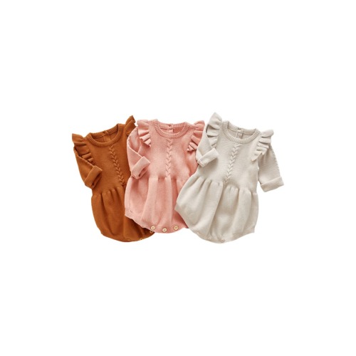 Lizzie Ruffle Sleeve Knit Cotton Bodysuit, 3-6M