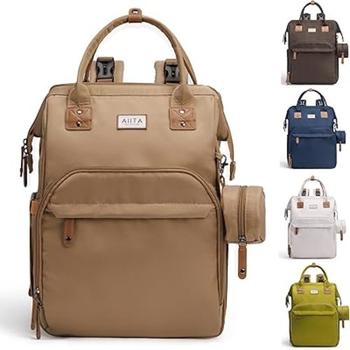 Diaper Bag Backpack, Multifunction Diaper Bag with Changing Station, Stylish Baby Bags, Large Unisex Diaper Backpack for Mom and Dad, Baby Registry Search, Portable Changing Pad – Coffee Brown