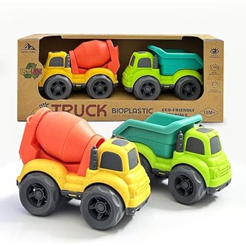 Toddler Car Toys for 1-3 Year Old, 2 PCS Dump Truck Toys and Mixer Cement,BPA Free Outdoor Toys for Toddlers,Christmas Birthday Gifts for Toddler Boy Girl 3-4