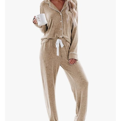 Aamikast Women's Pajama Sets Long Sleeve Button Down Sleepwear Nightwear Soft Pjs Lounge Sets