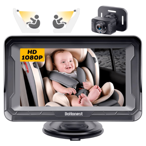 DoHonest Baby Car Camera HD 1080P - Rear-Facing Car Baby Monitor with Night Vision, Adjustable View Angle, Easy Setup, Anti-Glare Display, Safety for Kids & Infants