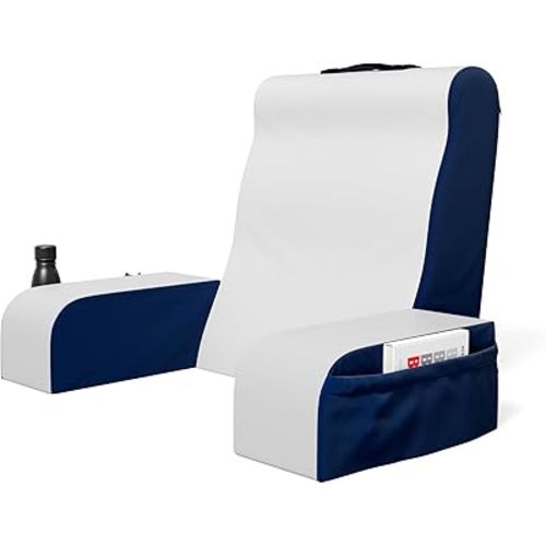 Kolbs Wedge Reading Pillow for Bed, Cushion with Arms for TV, Books, Nursing, Back - Bed Pillow for Sitting Up in Comfort, Plush Backrest. Bed Chair, Sit Up in Comfort (19" Blue)