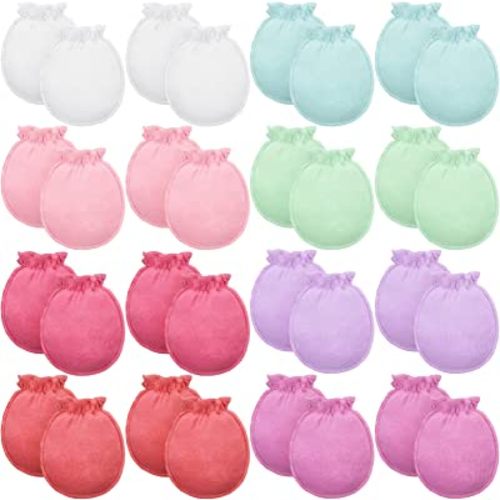 16 Pairs Newborn Baby Cotton Mittens No Scratch Gloves Unisex Newborn Mittens for baby Boys Girls 0-6 Months