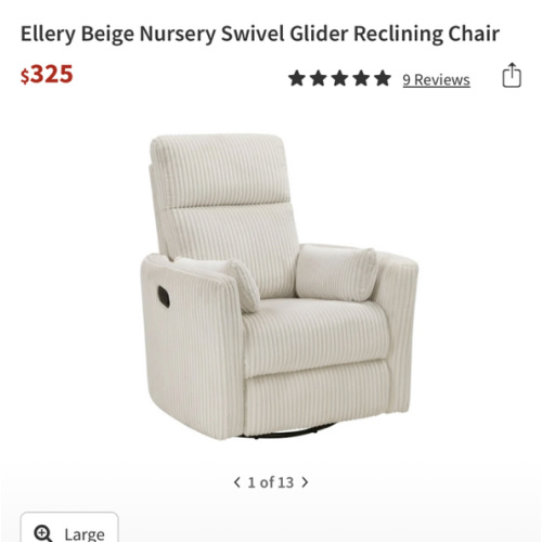 Ellery Beige Nursery Swivel Glider Reclining Chair | Living Spaces