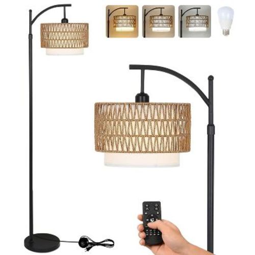 KTMBDW Dimmable Floor Lamp, LED Edison Bulb Included, Arc Floor Lamps for Living Room Modern Standing Lamp with Linen Shade for Bedroom Office