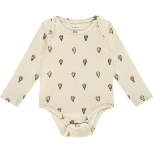 Hot Air Balloon Long Sleeve Onesie, Cream - Babyface | Maisonette