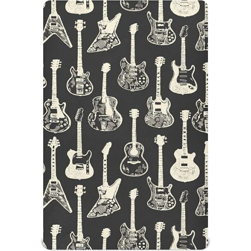 Black Guitar Music Crib Sheets Soft Breathable Fitted Baby Crib Sheets Mattress Cover for Girl Boys, 52" x 28" x 9"