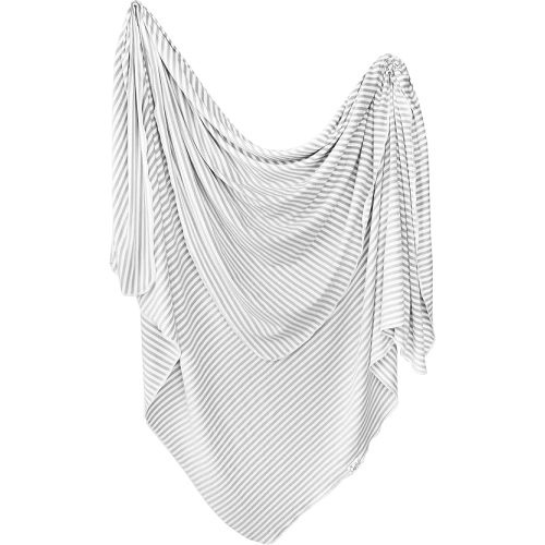 Copper Pearl Large Premium Knit Baby Swaddle Receiving Blanket Grey and White Everest