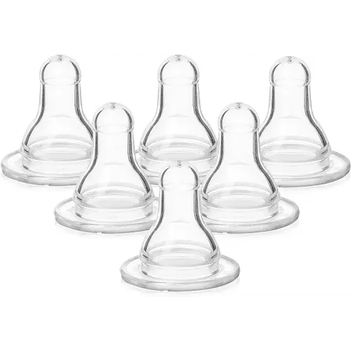 Evenflo Feeding Classic BPA-Free Silicone Fast Flow Nipples - 8 Months+, 6 Pack,Clear,6 Count (Pack of 1)