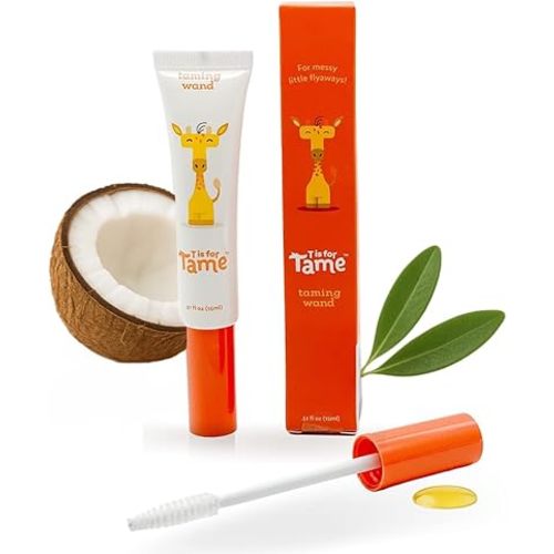 T is for Tame Hair Taming Wand for Flyaways, Frizz - Natural & Vegan Kids Haircare Styling Wand - Slick Back Smoothing Stick for Baby & Toddler - Anti-Frizz, Flyaway Hair Tamer - 1 Pack