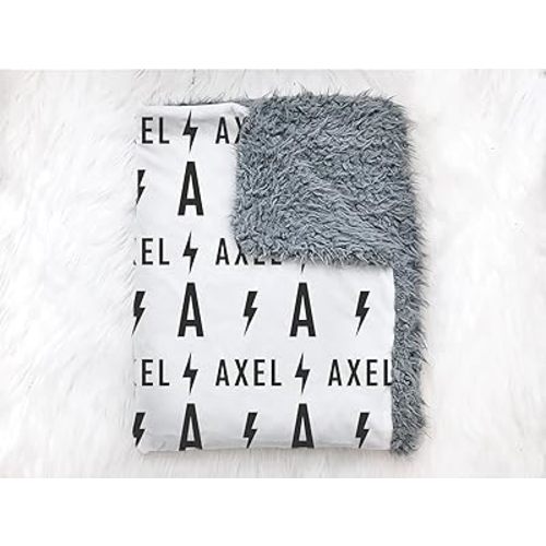 Baby Boy Personalized Lightning Bolt Nursery Swaddle Blanket