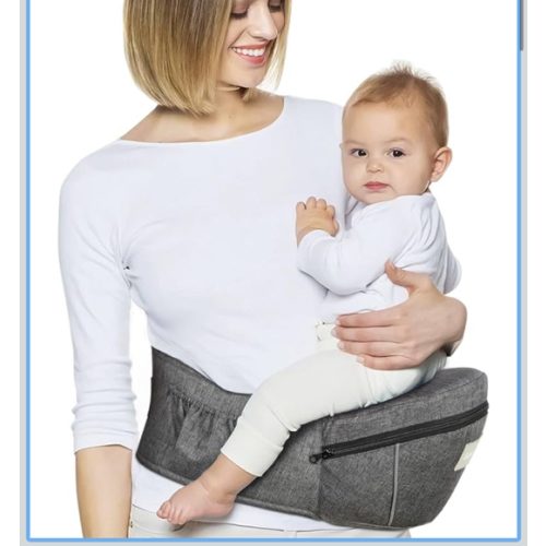 Baby Carrier with Hip Seat, Ergonomic Front Carrier for Newborns & Toddlers, Adjustable Waistband with Strong Support, Large Pocket Design, Grey
