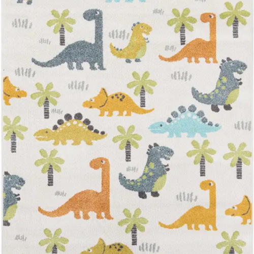 Ivory 5' 3 x 8' Dinosaur Whimsy Kids Rug | Rugs.com