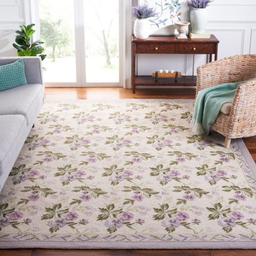 Hollander Floral Hand Hooked Wool Ivory Area Rug
