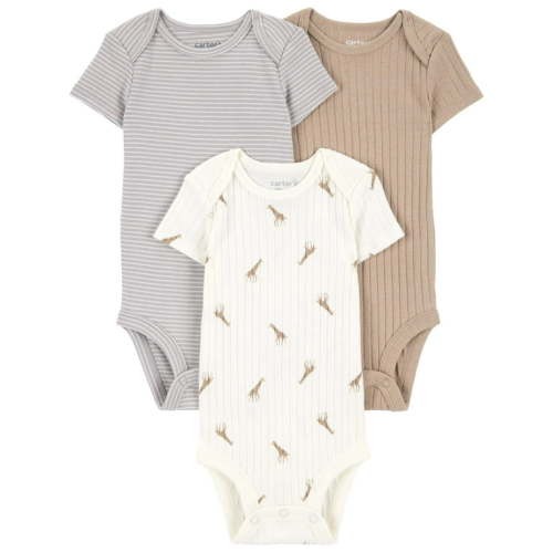 Short-Sleeve Bodysuits, 3-Piece, Size 6-9 Months