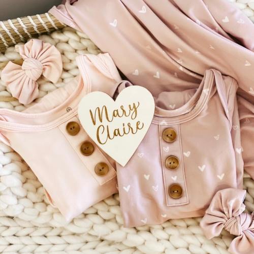 Personalized Baby Name Wood Announcement | Heart Script