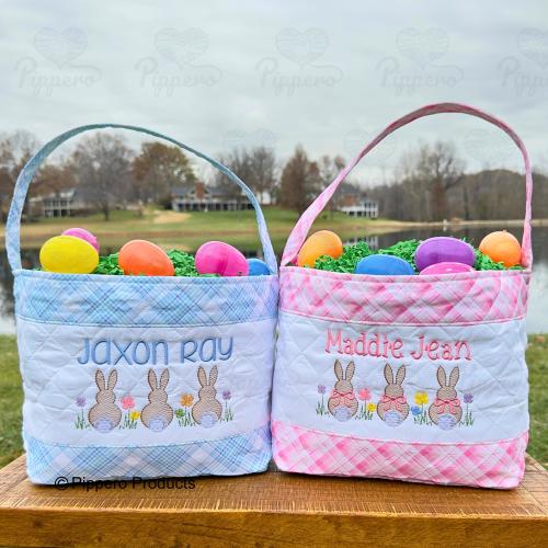 Personalized Quilted Easter Basket, Customized Easter Basket, Kid's Easter Basket, Embroidered Basket