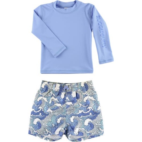 Ocean Long Sleeve Two-Piece Rashguard Swimsuit, 6-12M
