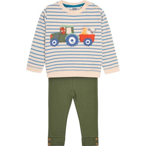Tractor Cotton Sweatshirt & Stretch Cotton Sweatpants Set, 0-3M