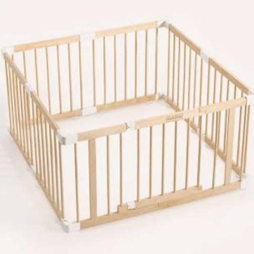 HARPPA Wooden Baby Gate Playpen | Non-Toxic Foldable DIY Adjustable Play Yard for Infants & Toddlers – Natural Finish Baby Fence for Small & Large Spaces