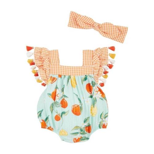 Mud Pie Summer Picking Citrus Tassel Bubble &amp; Headband Set  0-3M 3-6M 6-9M