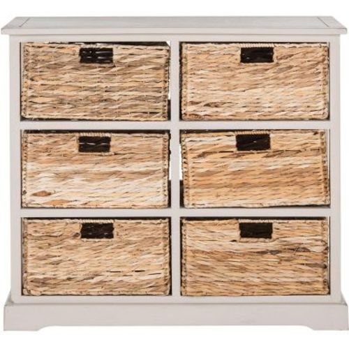 Keenan 6 Wicker Basket Storage Chest - Vintage Grey - Safavieh.