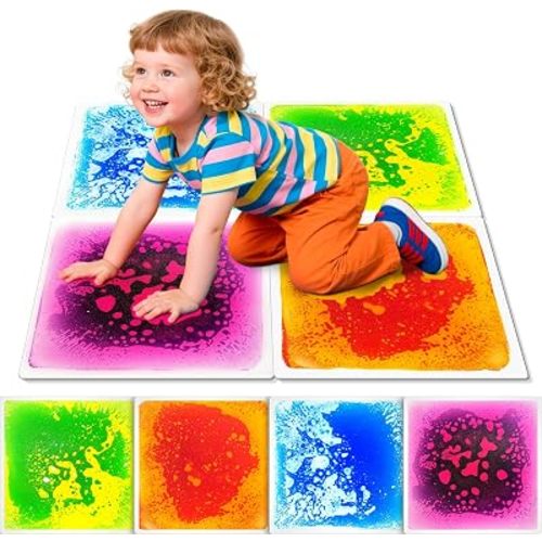 Toddlers Sensory Liquid Floor Tiles - 4Pack Colorful Sensory Play Mats